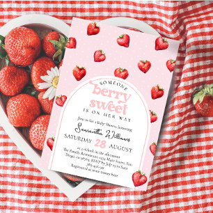 Invitation Berry Sweet Strawberry Heart Girt Baby shower