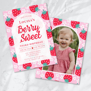 Invitation Berry Sweet Strawberry Photo Anniversaire