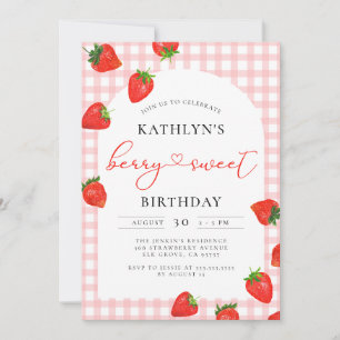 Invitation Berry Sweet Strawberry rose Girl Anniversaire