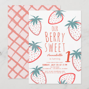 Invitation Berry Sweet Strawberry Rouge Blanc 1er anniversair