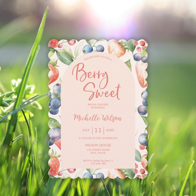 Invitation Berry Sweet Summer Fleurs et baies sauvages Bridal (Créateur téléchargé)