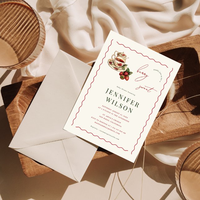 Invitation Berry Sweet Tea Party Baby shower fraise (Créateur téléchargé)
