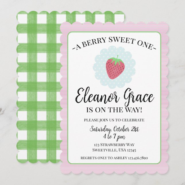 Invitation Berry Sweet un Baby shower (Devant / Derrière)