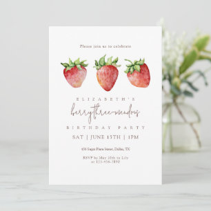 Invitation Berry Threemendous Anniversaire Fraise