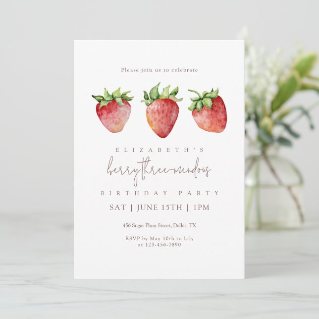 Invitation Berry Threemendous Anniversaire Fraise (Debout devant)