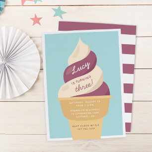 Invitation Berry Vanilla Swirl Ice Cream Anniversaire de enfa