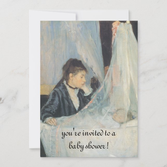 Invitation Berthe Morisot, le berceau du Baby shower élégant (Devant)