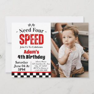 Invitation Besoin de 4 Speed Boy 4e fête d'anniversaire