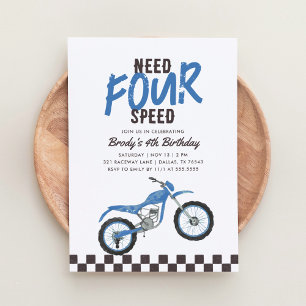 Invitation Besoin de 4 Vitesse Blue Dirt Vélo Boy 4e annivers