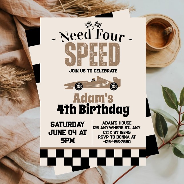 Invitation Besoin de Four Speed Boy 4e Anniversaire  (Créateur téléchargé)