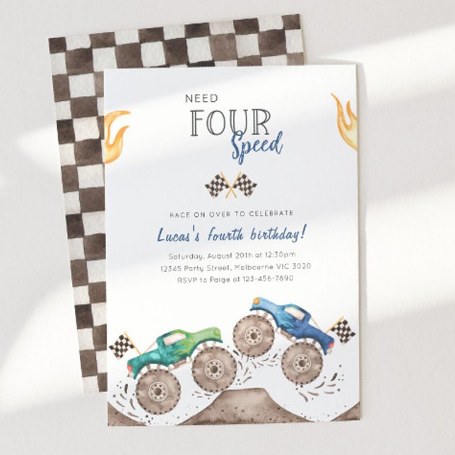 Invitation Besoin de quatre camions monstre de vitesse 4e ann (Créateur téléchargé)