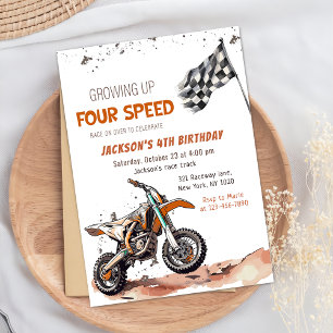 Invitation Besoin de quatre Speed Dirt Vélo Boy 4e fête d'ann