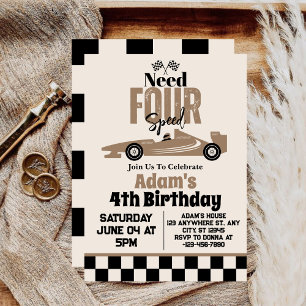 Invitation Besoin de quatre Speed Race Car Boy 4th Birthday P