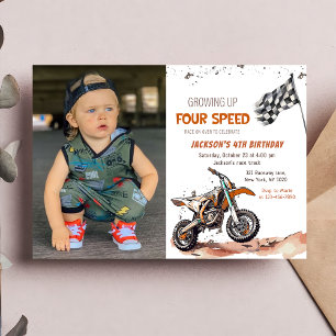 Invitation Besoin de quatre Vitesse Dirt Vélo Boy 4e Annivers