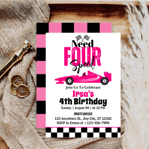 Invitation Besoin de quatre vitesses de course voiture fille 