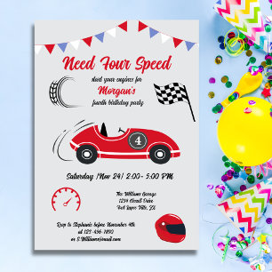 Invitation Besoin de quatre vitesses Festive Red Race Car Ann