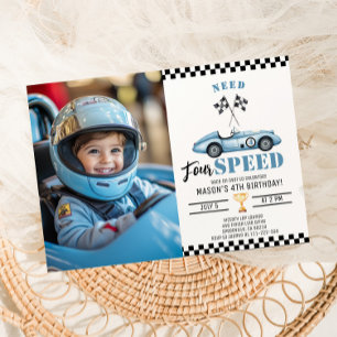 Invitation Besoin de voiture de course quatre vitesses Blue P