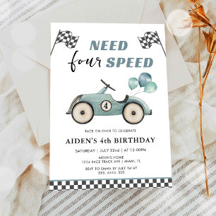 Invitation Besoin de voiture de course QUATRE vitesses pour 4