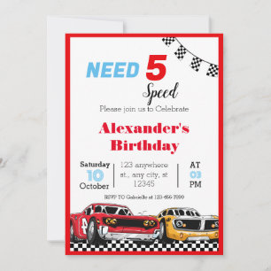 Invitation Besoin d'une voiture de course rouge 5 vitesses