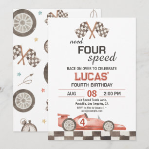 Invitation Besoin d'une voiture de course rouge à quatre vite