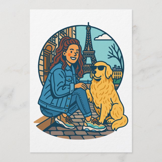Invitation Best Dog Mom Ever in Paris (Devant)