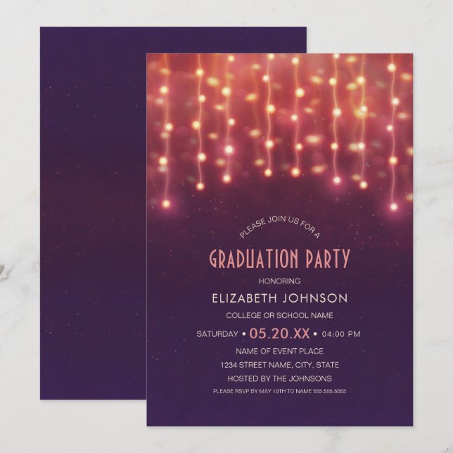 Invitation Best Graduation Party 2020 String lights Grad (Devant / Derrière)