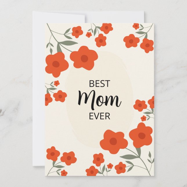 Invitation Best Mom Ever-Mothers Day Ditsy Orange floral Card (Devant)