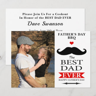 Invitation Best Papa Ever Fête des pères BBQ Ajouter Photo Mu