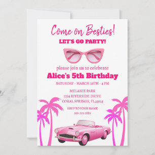 Invitation Besties Malibu anniversaire de la plage de poupées