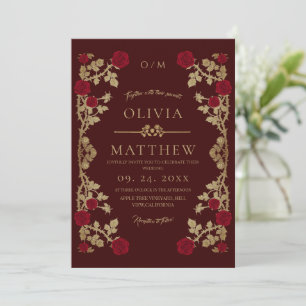 Invitation Bête et Rose de Beauté Mariage