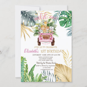 Invitation Bête Sauvage Animaux Voiture, Feuilles Tropicales