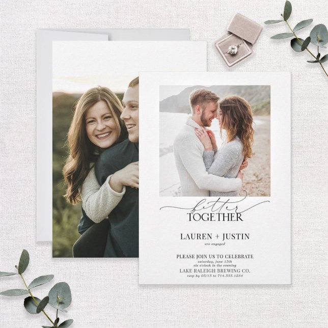 Invitation Better Together Modern 2 Photo Engagement Party (Créateur téléchargé)