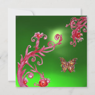 Invitation BETTERFLY EMERALD VERT rose vif, rouge