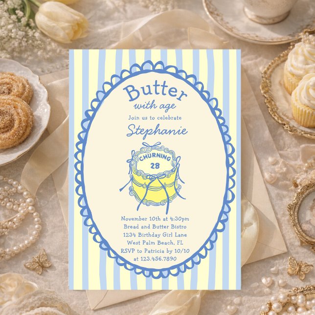 Invitation Beurre Avec L'âge Barattage Fête D'anniversaire De (Créateur téléchargé)