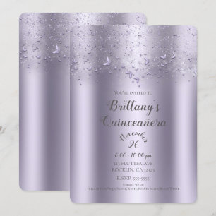 Invitation Beurre battement Lilac Shimmer Quinceañera