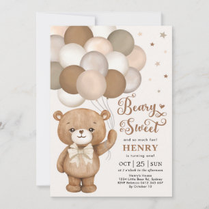 Invitation Beurre Brown Boulons en peluche doux Anniversaire