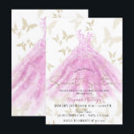 Invitation Beurre Danse Rose & Robe Or Douce 16<br><div class="desc">Personnaliser pour tout événement</div>