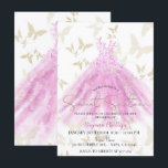 Invitation Beurre Danse Rose & Robe Or Douce 16<br><div class="desc">Personnaliser pour tout événement</div>