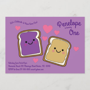 Invitation Beurre d'arachide et gelée Enfants 1er anniversair