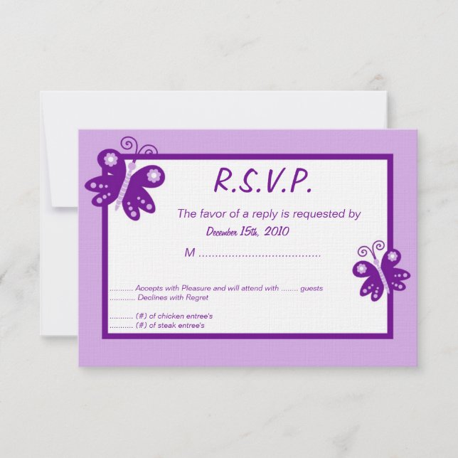 Invitation Beurre de printemps violet 3x5 RSVP (Devant)