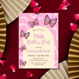 Invitation Beurre d'onde rétro Peach rose Anniversaire