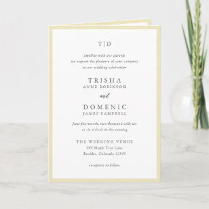 Invitation Beurre élégant Monogramme jaune Mariage moderne