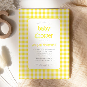 Invitation Beurre Jaune En vichy Baby shower chèque