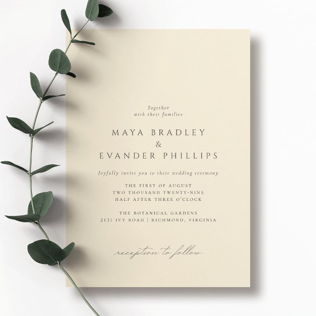 Invitation Beurre jaune | Mariage simple et élégant (Créateur téléchargé)