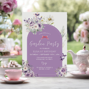 Invitation Beurre Lilac Premier anniversaire Garden Party