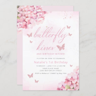 Invitation Beurre mou Aquarelle rose Floral 1er anniversaire