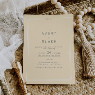Invitation Beurre neutre simple Mariage jaune
