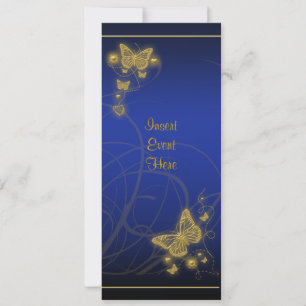 Invitation Beurre-papillon doré de la partie élégant bleu flo
