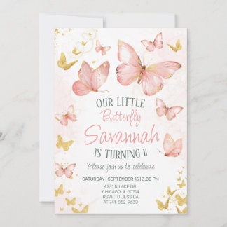 Invitation Beurre rose pâle 1er anniversaire