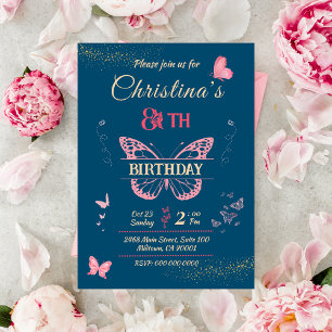Invitation Beurre thème 8e anniversaire couleur bleue